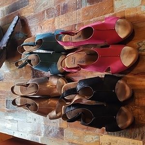 4 PAIRS Clark's Helio Float Cushion Cork Wedge Nubuck Suede Slingback Pe…